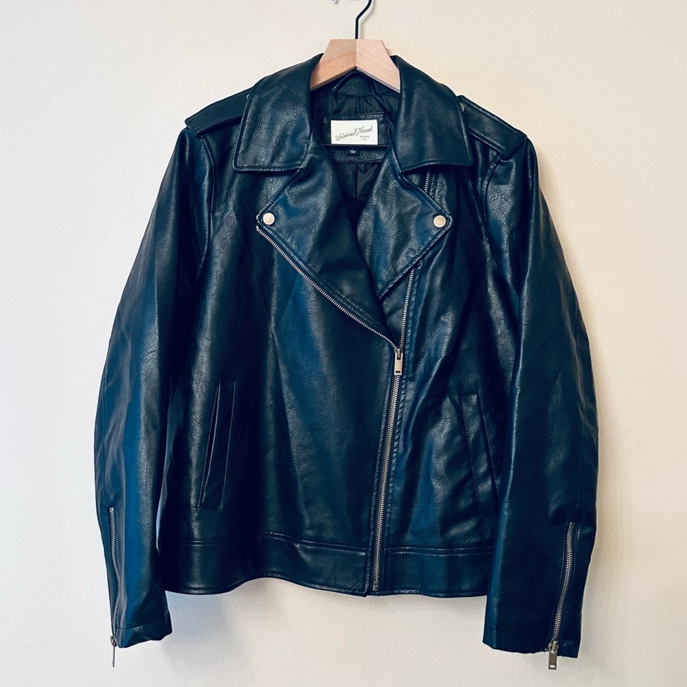 Universal Thread Moto Jacket Black Vegan Leather L - image 4